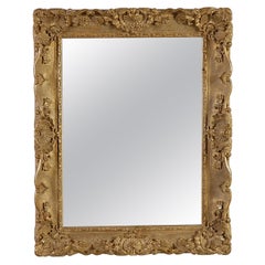 Neoclassical Empire Gold Hand Carved Wooden Rectangular Mirror, Spain, 1970