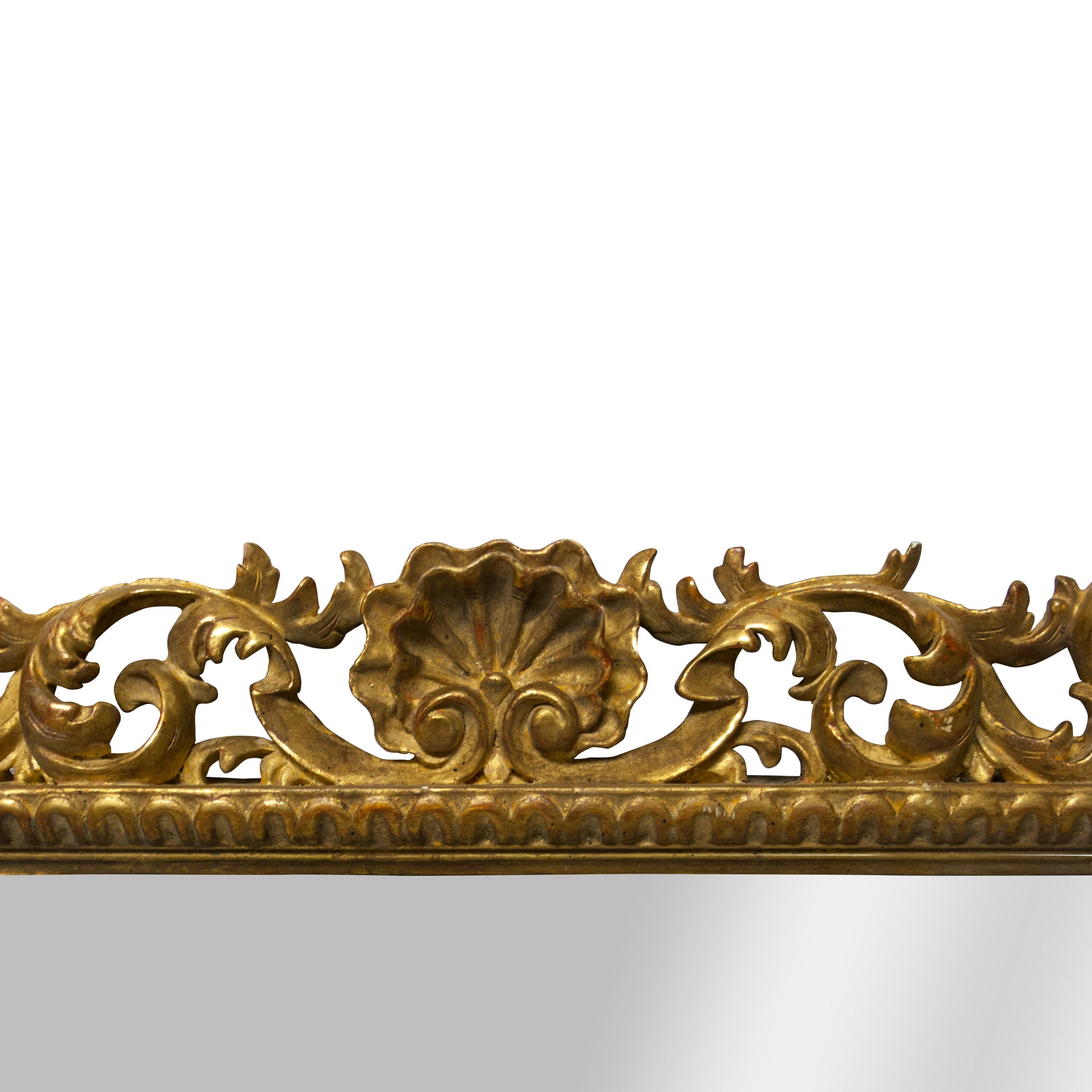 Spanish Neoclassical Empire Gold Hand Carved Wooden Square Mirror, Spain, 1970 For Sale