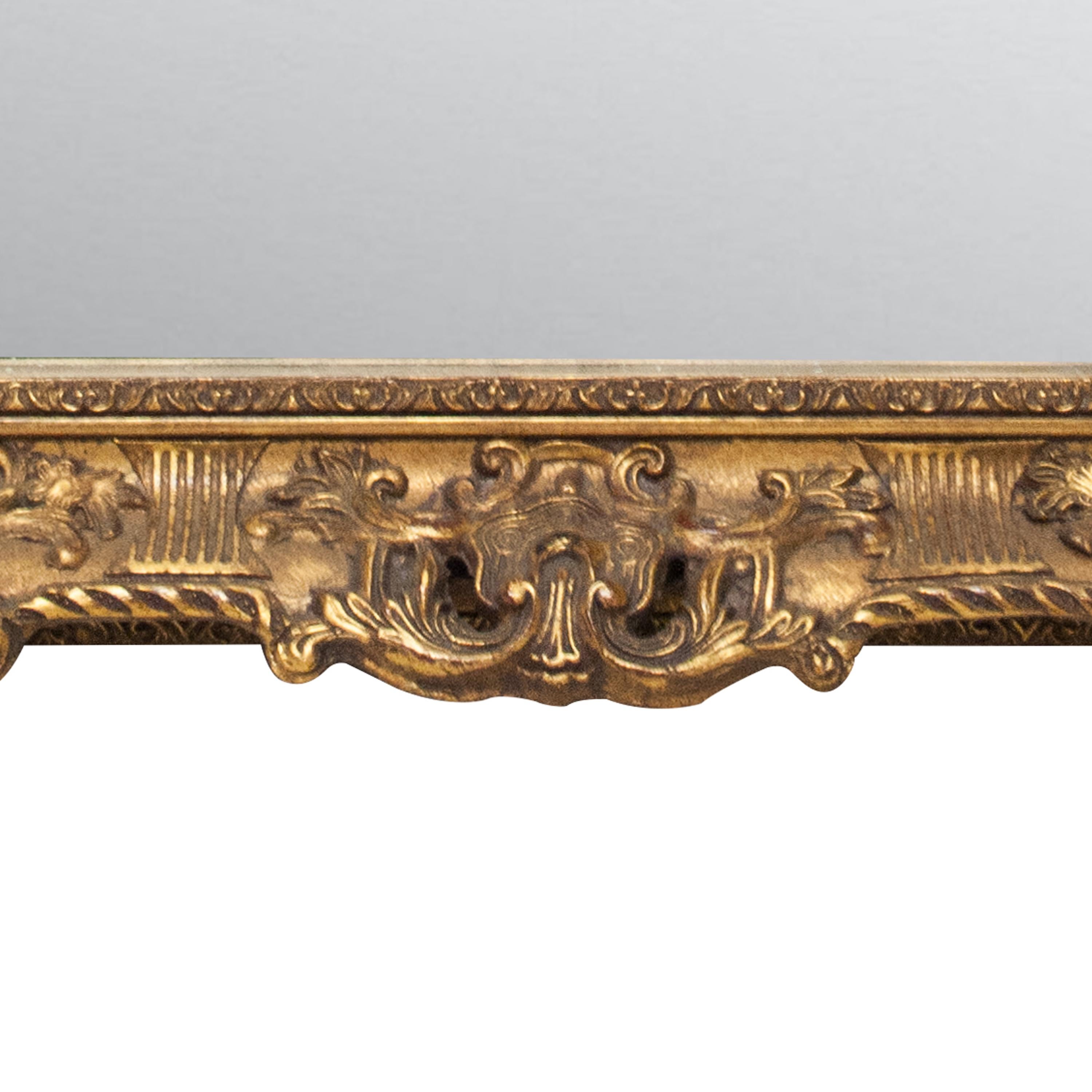 Neoclassical Empire Gold-Leaf Giltwood Hand-Carved Mirror, Spain, 1970 For Sale 2