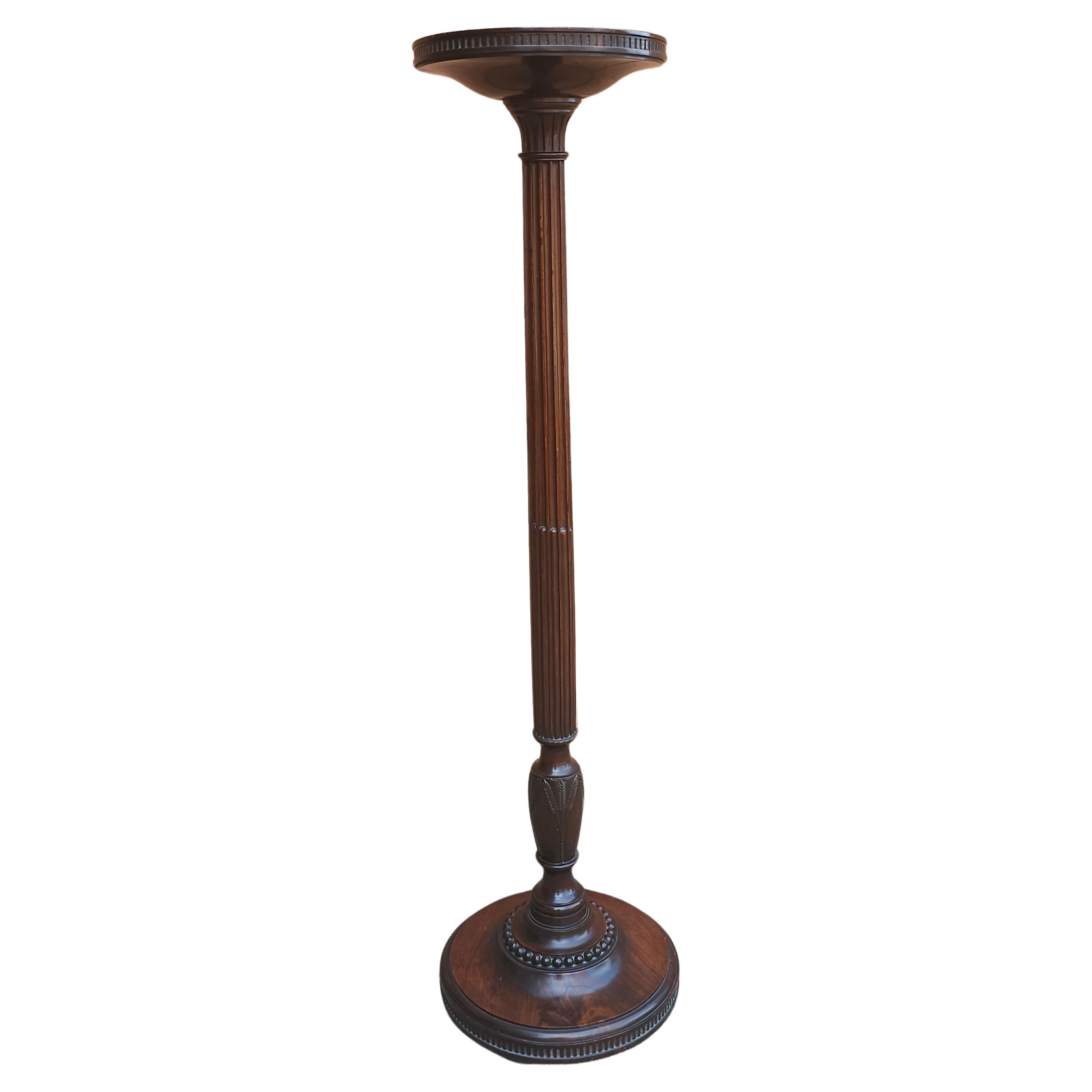 Early 20th Century Neoclassical Empire style Mahogany Pedestal Plant Stand. Measures 15
