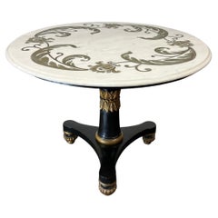 Neoclassical Empire Marble Top Pedestal Table
