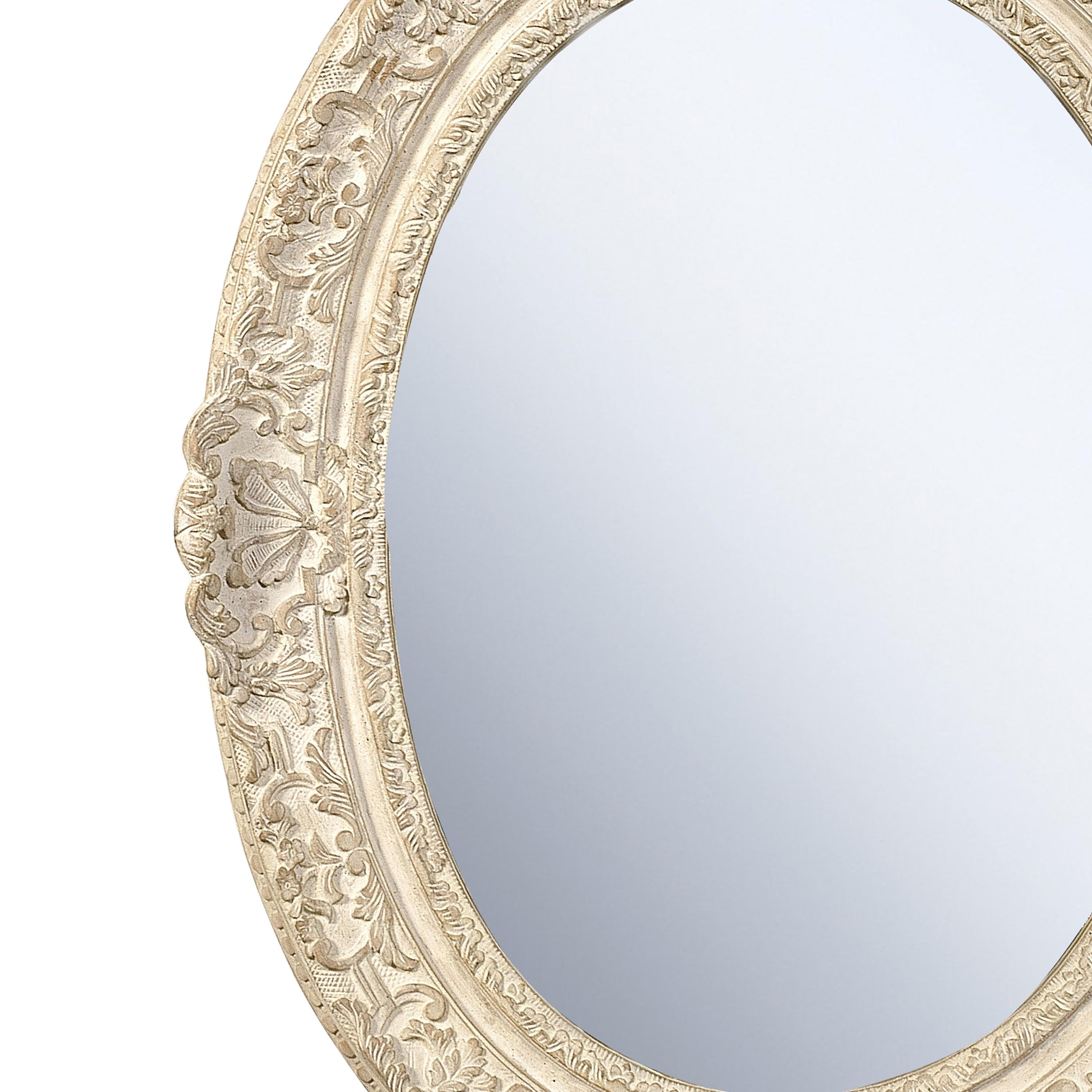 Spanish Neoclassical Empire Oval Silver Hand Carved Wooden Mirror, Spain, 1970 For Sale