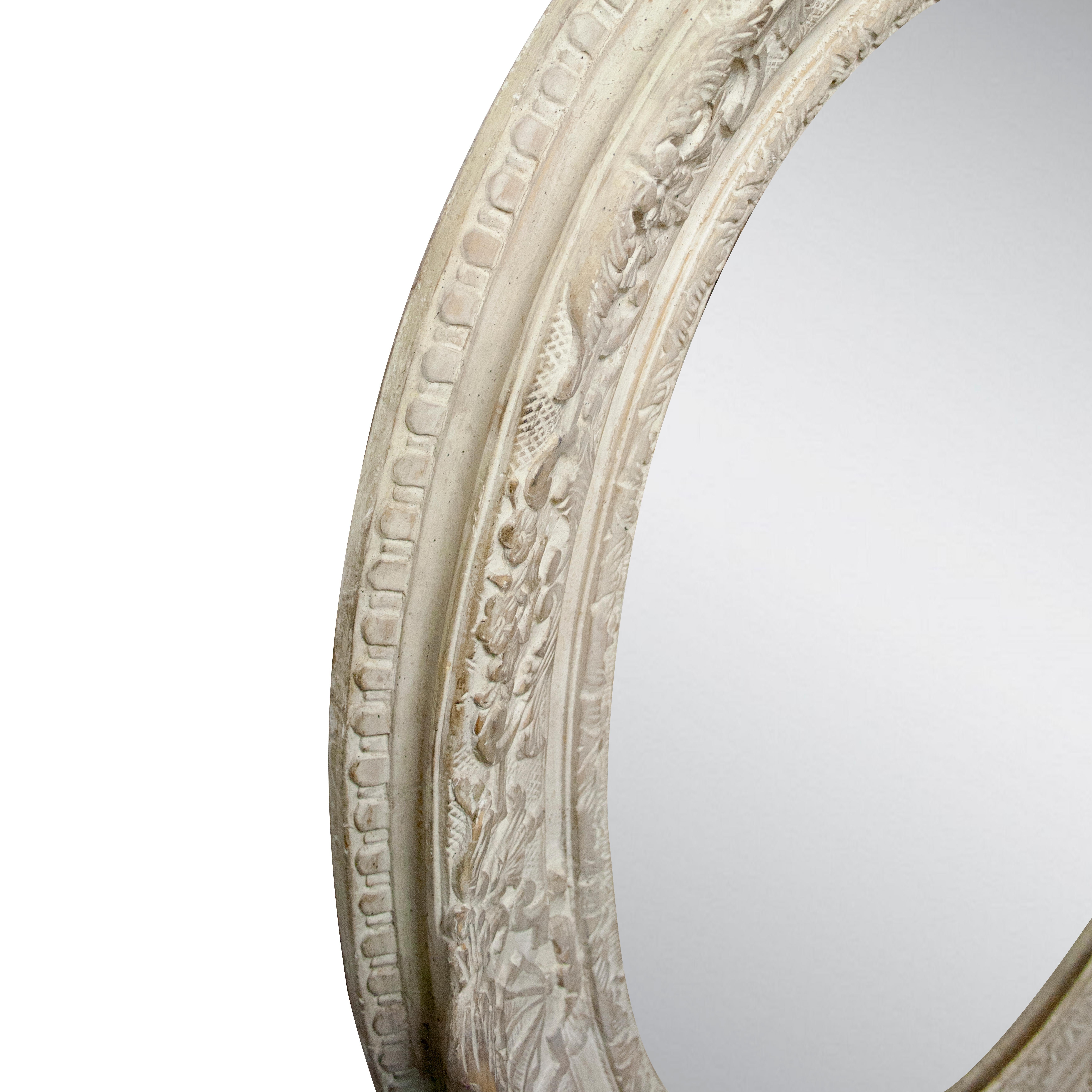 Neoklassizistischer Empire-Spiegel in ovalem Silber mit handgeschnitztem Holz, Spanien, 1970 im Zustand „Gut“ im Angebot in Madrid, ES