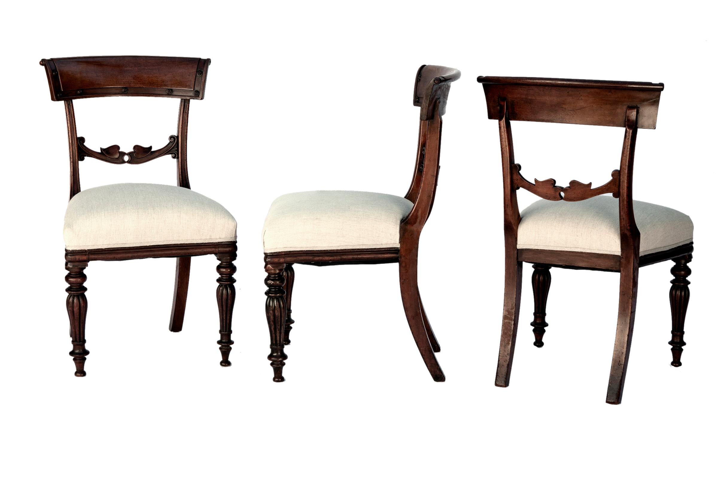 Neoclassical Empire Period Mahogany Dining Chairs In Good Condition For Sale In Malibu, CA