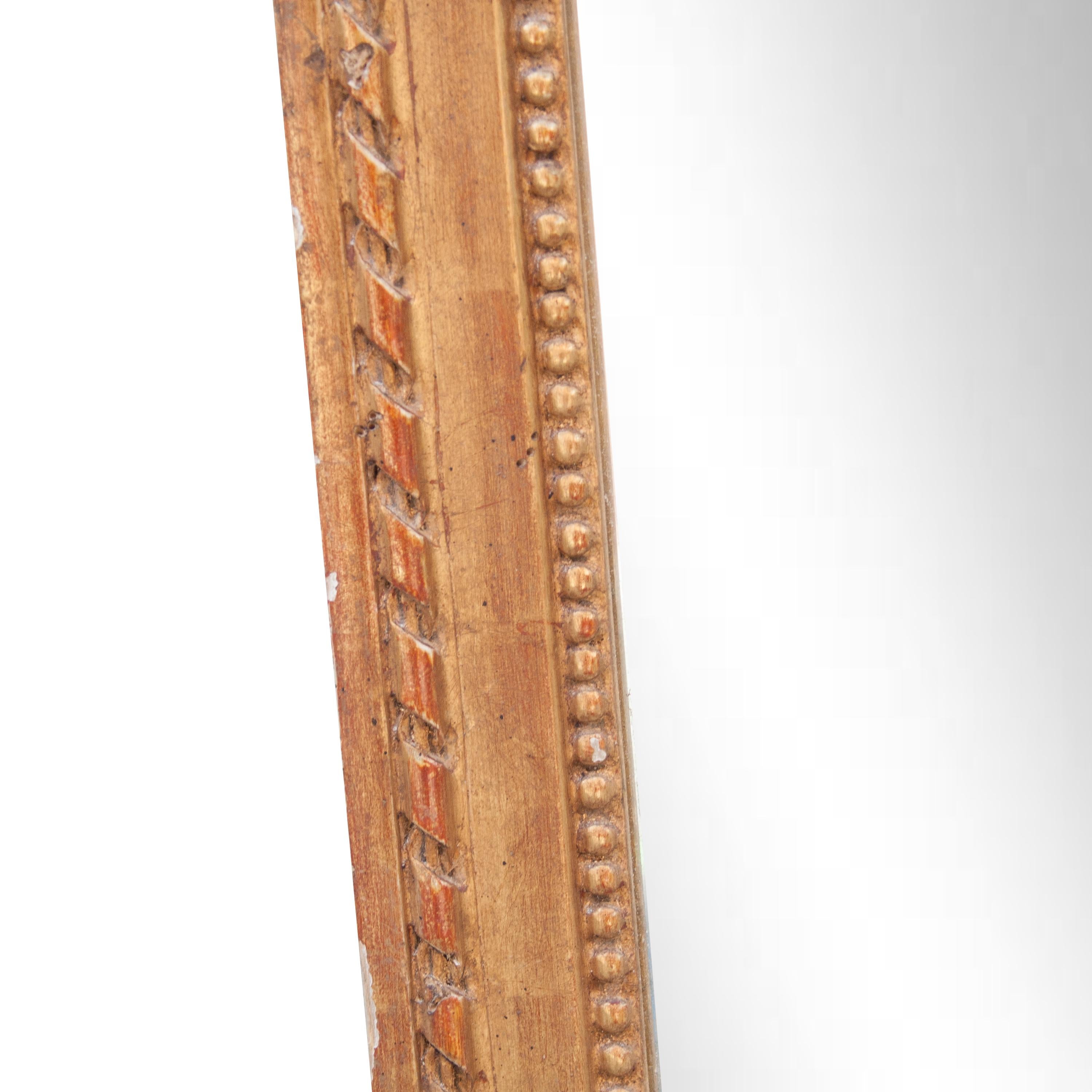 Rechteckiger, handgeschnitzter Holzspiegel im neoklassizistischen Empire-Stil aus Gold, 1970 (Handgeschnitzt) im Angebot