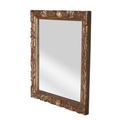 Neoclassical Empire Rectangular Gold Hand Carved Wooden Mirror, Spain, 1970