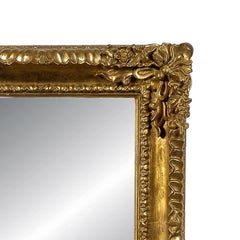 Neoclassical Empire Rectangular Gold Hand Carved Wooden Mirror, Spain, 1970