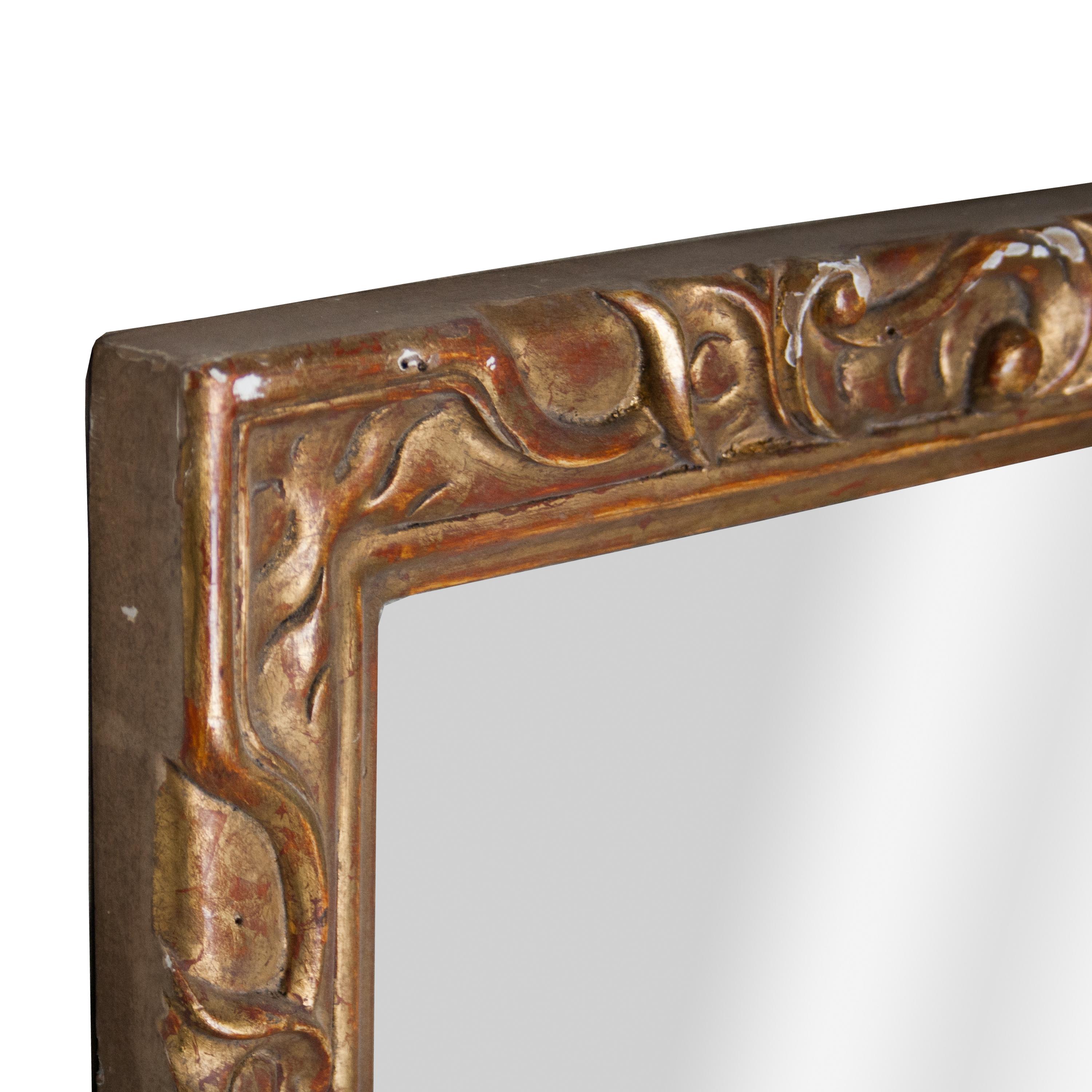 Neoclassical Revival Neoclassical Empire Rectangular Gold Hand Carved Wooden Mirror, Spain, 1970 For Sale