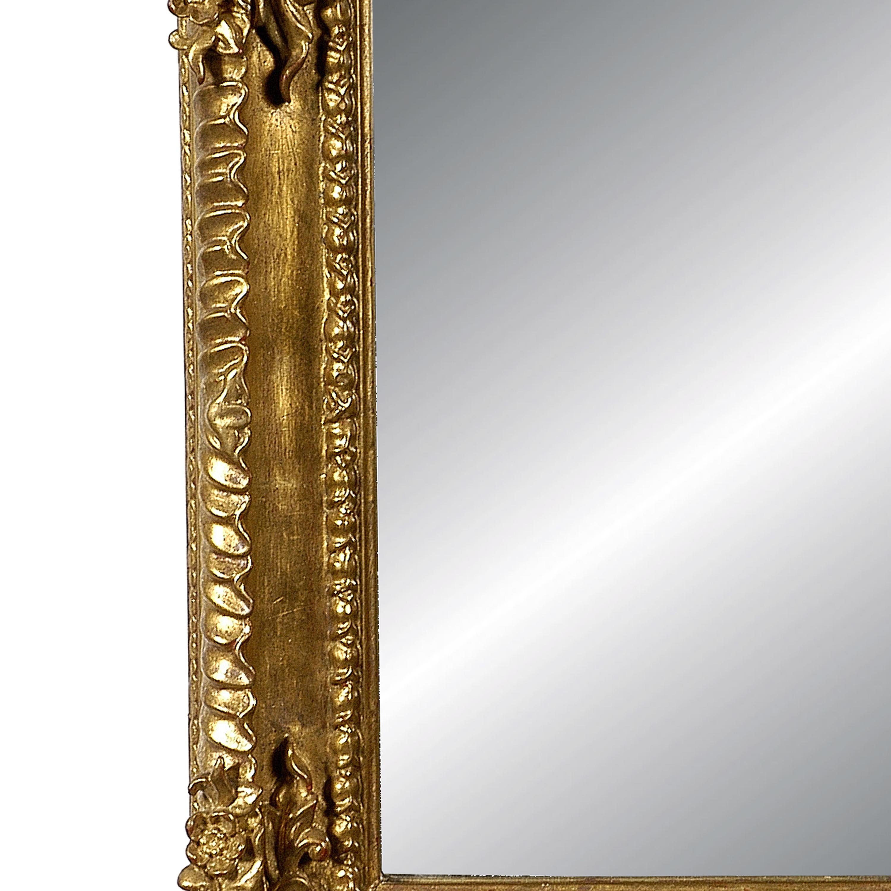 Spanish Neoclassical Empire Rectangular Gold Hand Carved Wooden Mirror, Spain, 1970 For Sale