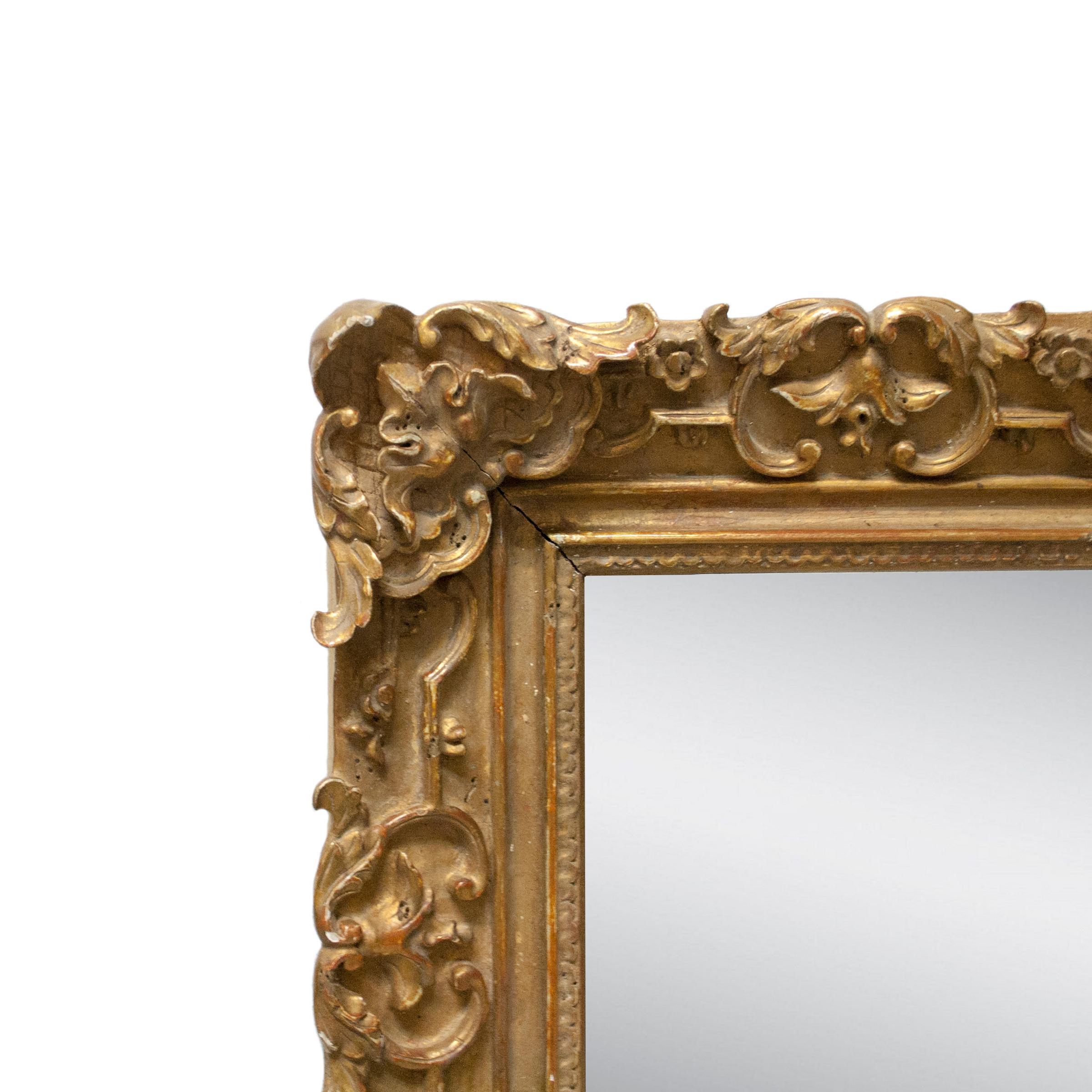 Neoclassical Revival Neoclassical Empire Rectangular Gold Hand Carved Wooden Mirror, Spain, 1970 For Sale
