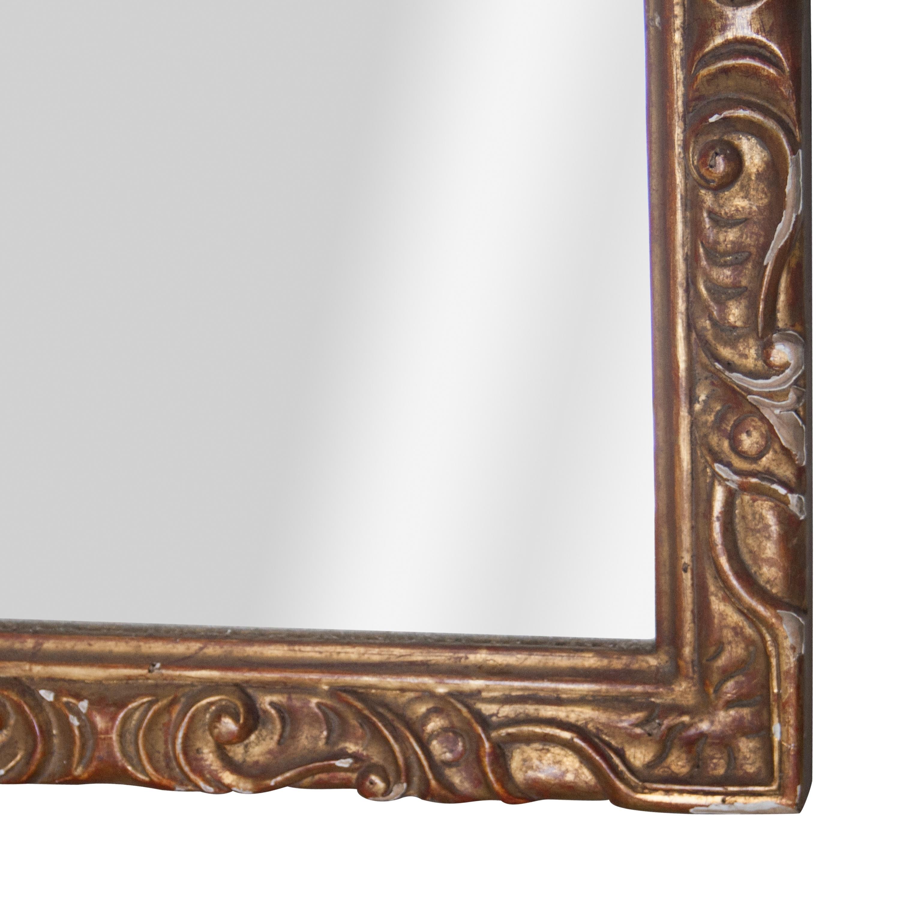 Spanish Neoclassical Empire Rectangular Gold Hand Carved Wooden Mirror, Spain, 1970 For Sale