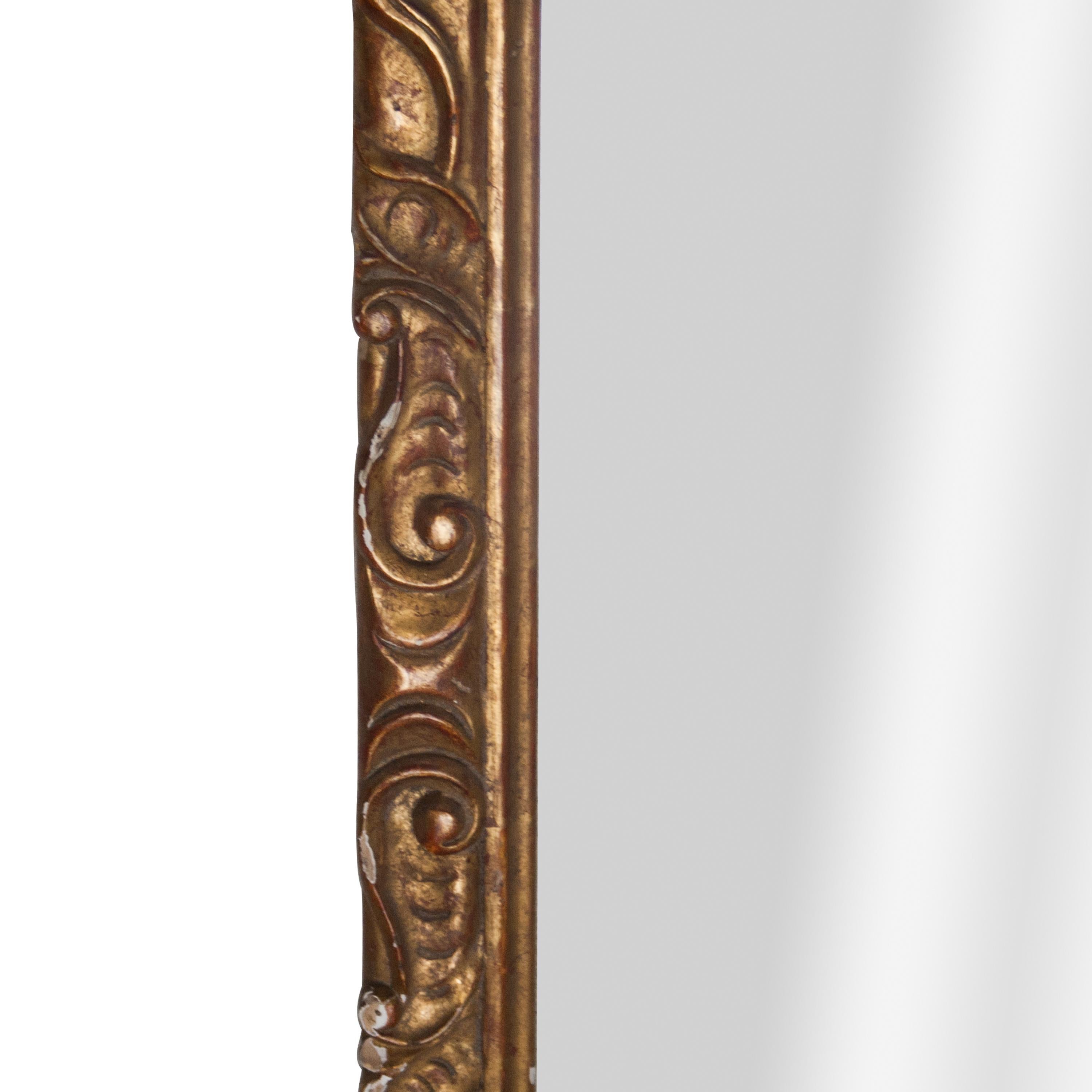 Neoclassical Empire Rectangular Gold Hand Carved Wooden Mirror, Spain, 1970 In Good Condition For Sale In Madrid, ES