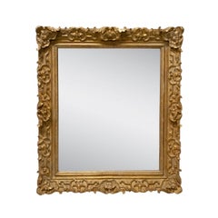 Neoclassical Empire Rectangular Gold Hand Carved Wooden Mirror, Spain, 1970