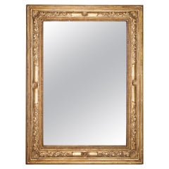Neoclassical Empire Rectangular Gold Hand Carved Wooden Mirror, Spain, 1970