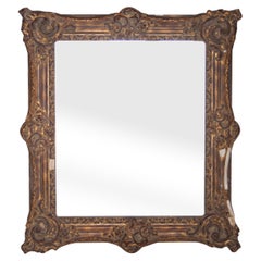 Espejo neoclásico imperio rectangular de madera tallada a mano en oro, España, 1970
