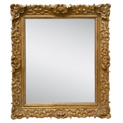 Neoclassical Empire Rectangular Gold Hand Carved Wooden Mirror, Spain, 1970