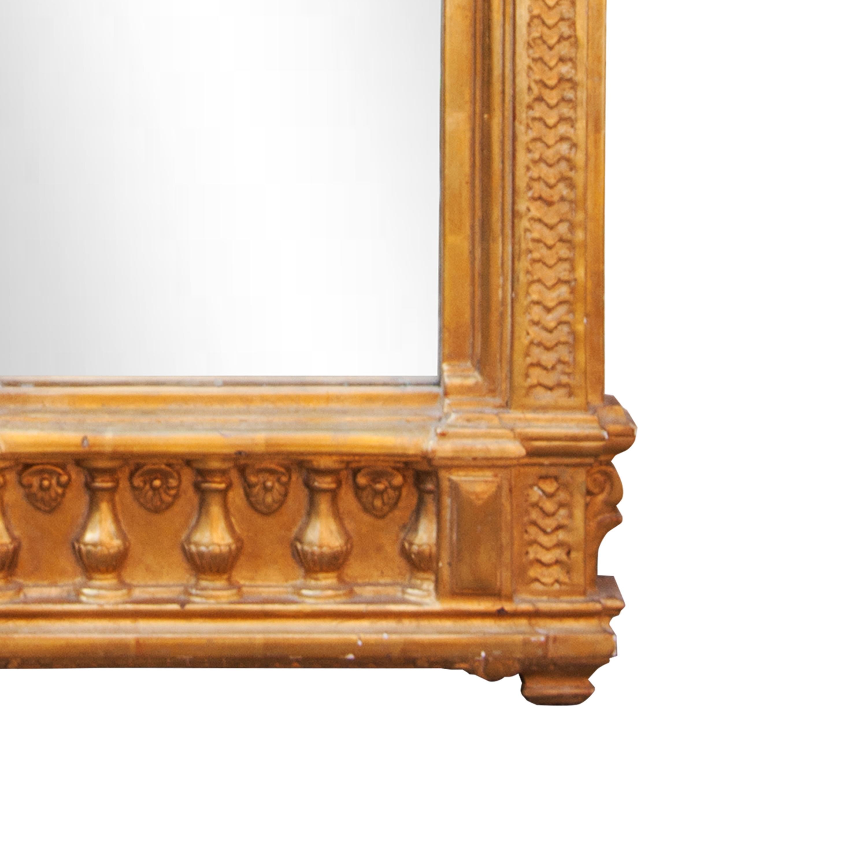 Neoclassical Revival Neoclassical Empire Rectangular Gold Hand Carved Wooden Pair Mirror, Spain, 1970 For Sale