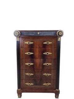 Neoclassical Empire Revival Mahogany Five Drawer Chest