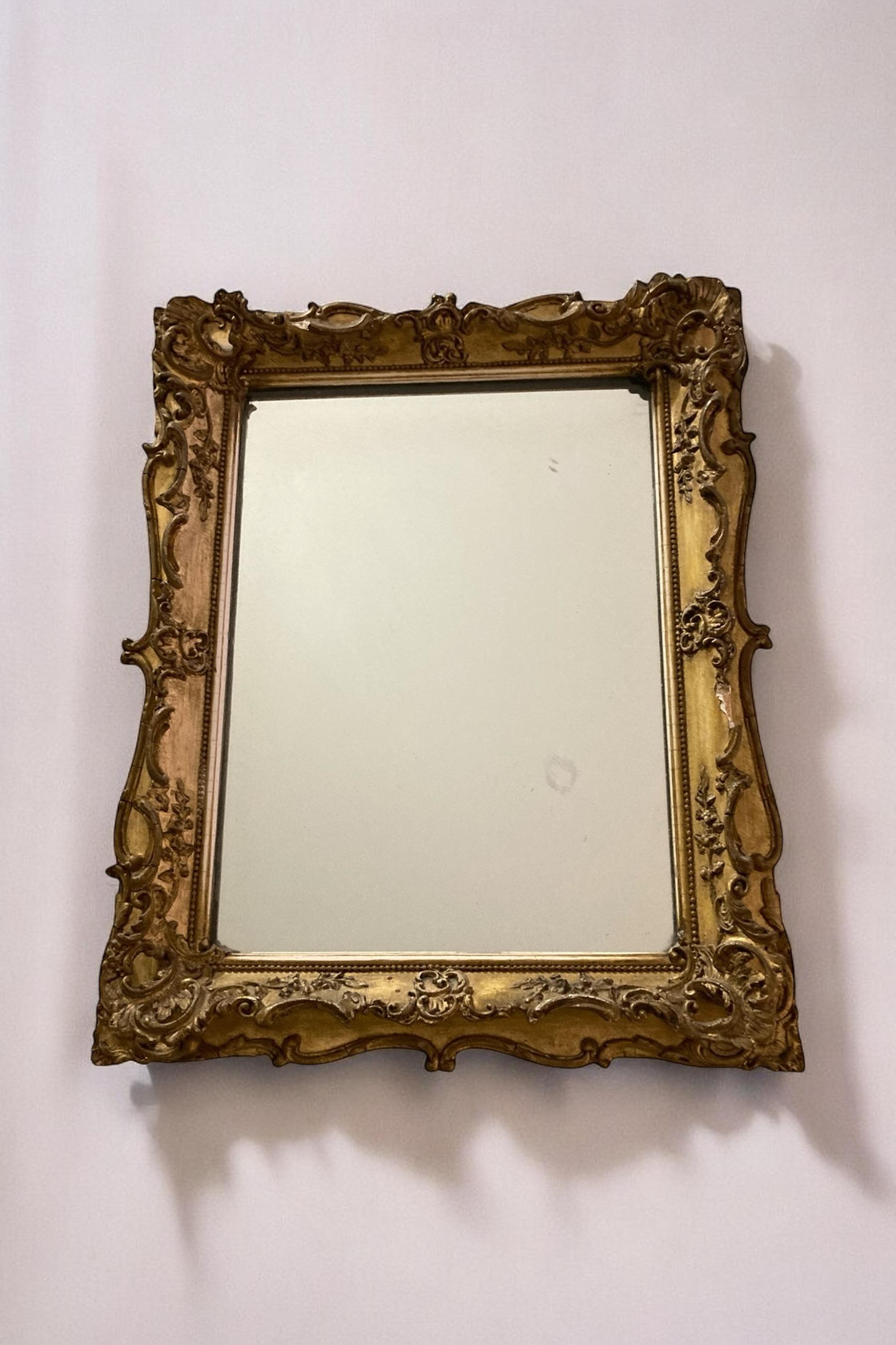 Italian Rococo style gilt gesso rectangular wall mirror For Sale