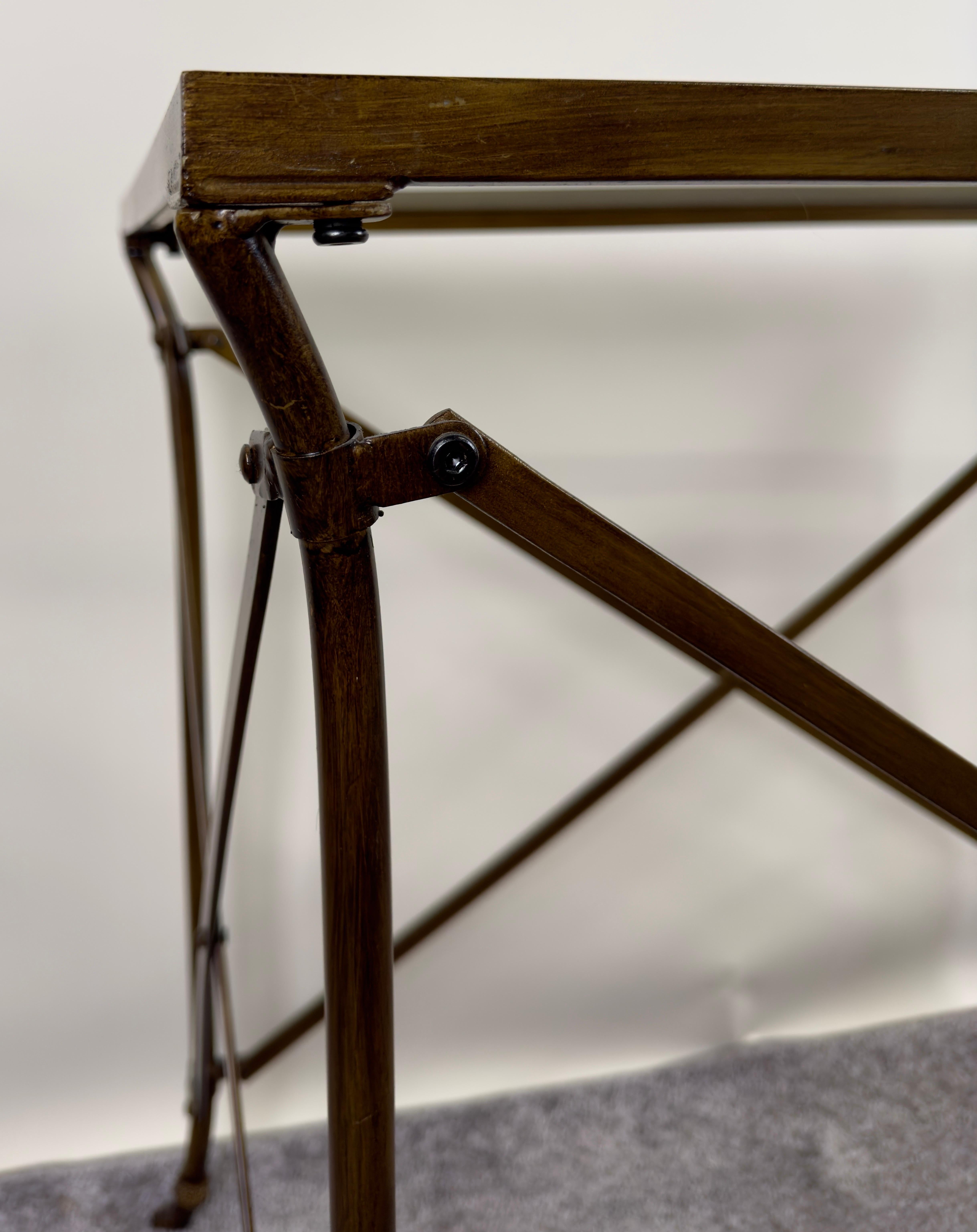 Neoclassical Empire Style Rectangular Bronze Side Serving Table with Glass Top For Sale 4