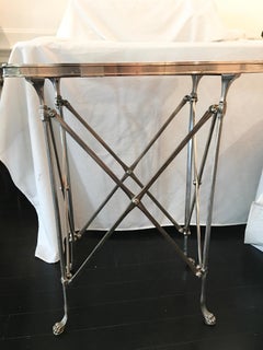 Neoclassical Empire Style Rectangular Gueridon Table, Nickeled with Mirror Top