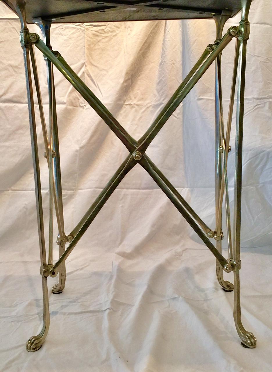 Neoclassical Empire Style Rectangular Gueridon Table, Nickeled with Mirror Top For Sale 1