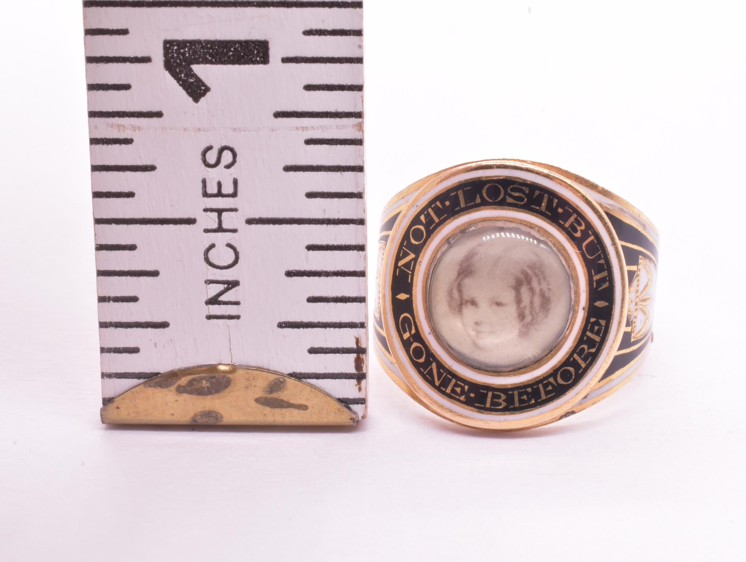 Neoclassical Enamel Memorial Ring with Painted Portrait of a Young Girl 9
