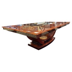 Used English Art Deco Flame Mahogany Veneer Dining Table