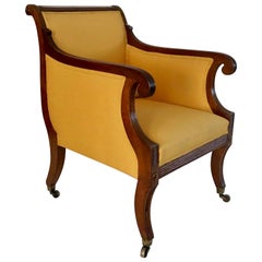 English Regency Upholstered Mahogany Bergère Attributed to Gillows, circa 1810