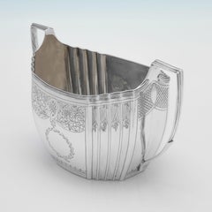 Azucarero neoclásico de plata de ley grabada, fabricado en Londres en 1803