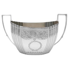 Neoclassical engraved sterling silver sugar bowl made in London in 1803