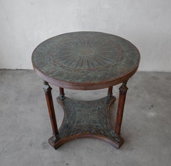 Neoclassical Etched Bronze Round Occasional Table