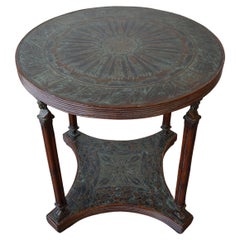 Tavolo Occasionale Rotondo Neoclassico in bronzo acidato