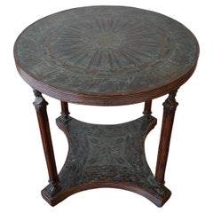 Neoclassical Etched Bronze Round Occasional Table