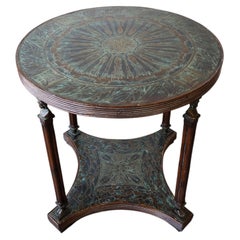Neoclassical Etched Bronze Round Occasional Table