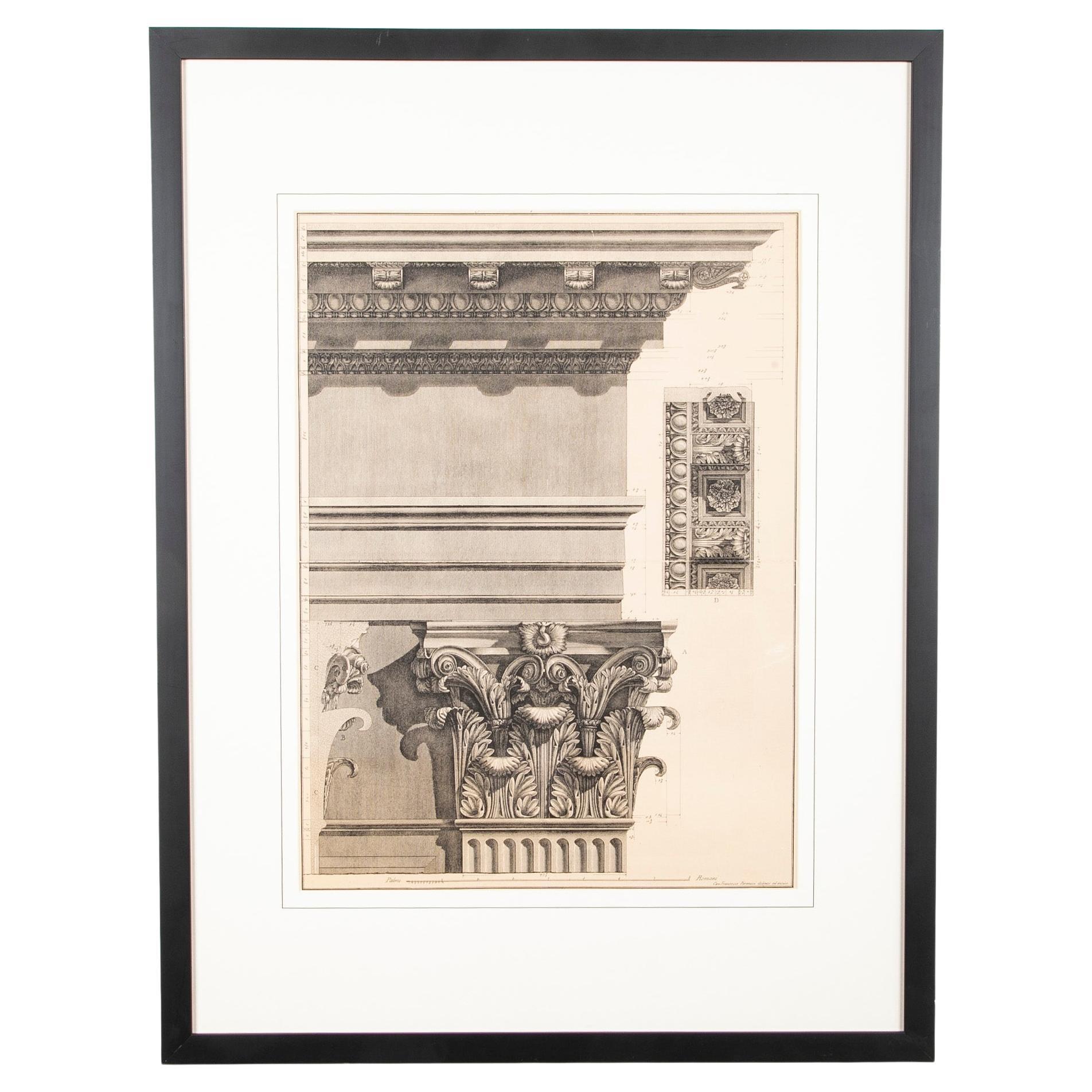 Acquaforte neoclassica Un capitello corinzio romano di Francesco Piranesi