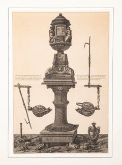 Neoclassical Etching of a Roman Candelabrum by Giovanni Battista Piranesi