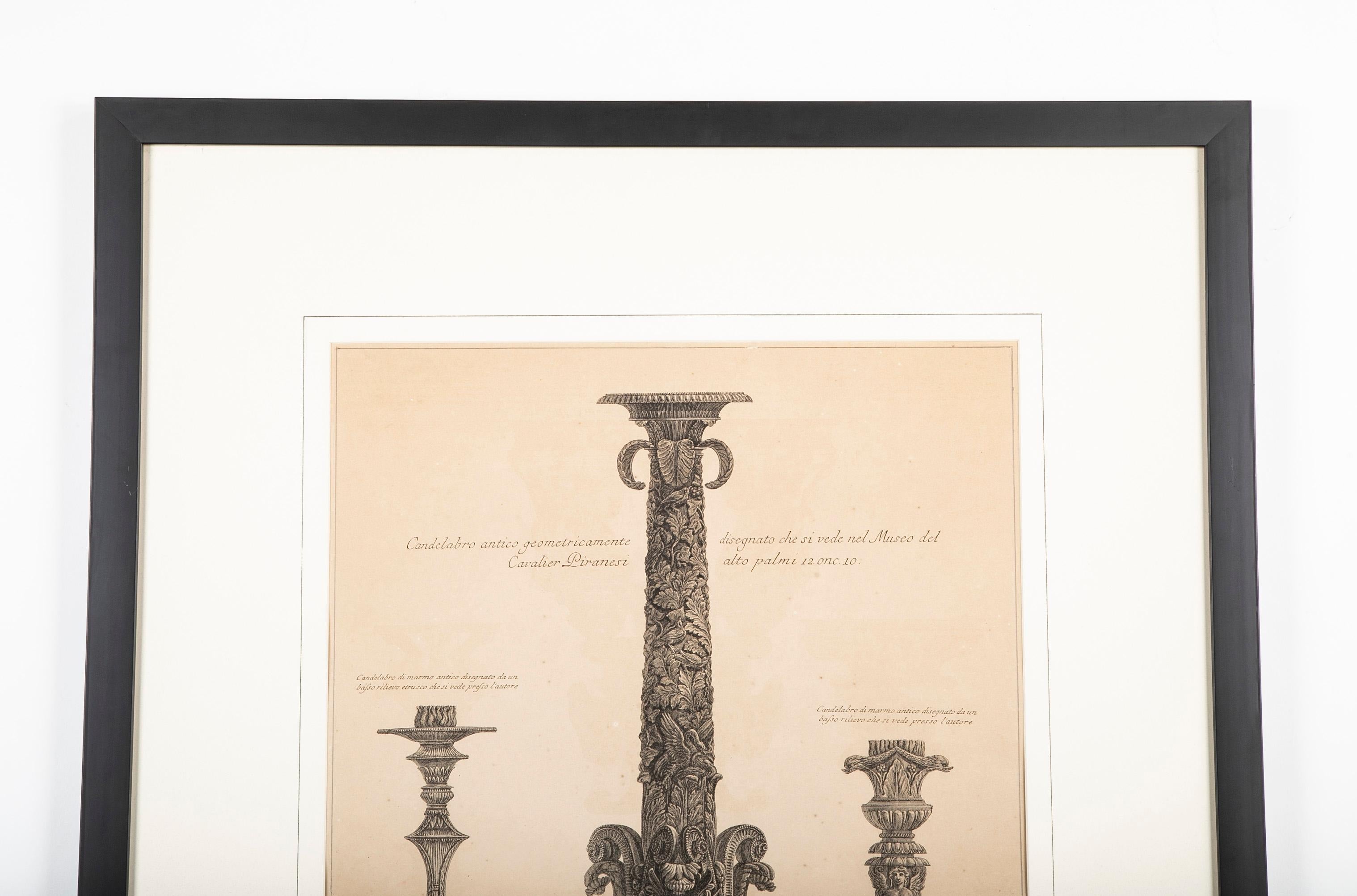 Italiano Acquaforte neoclassica di Candelabri romani di Giovanni Battista Piranesi in vendita