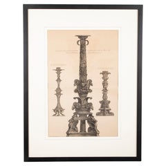 Grabado neoclásico de Candelabros romanos de Giovanni Battista Piranesi
