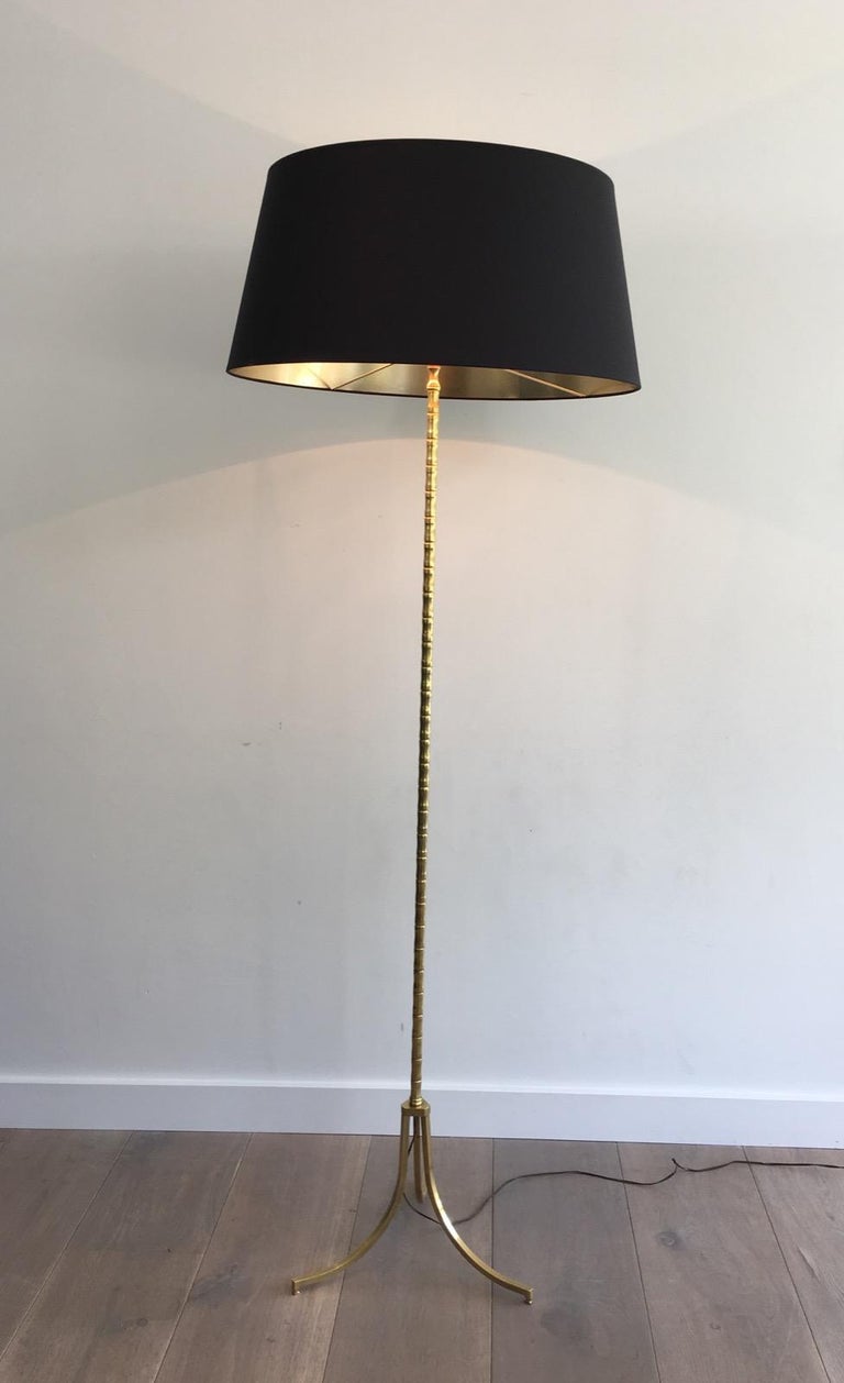 Neoclassical Faux-Bamboo Brass Floor Lamp, Black Shintz ...