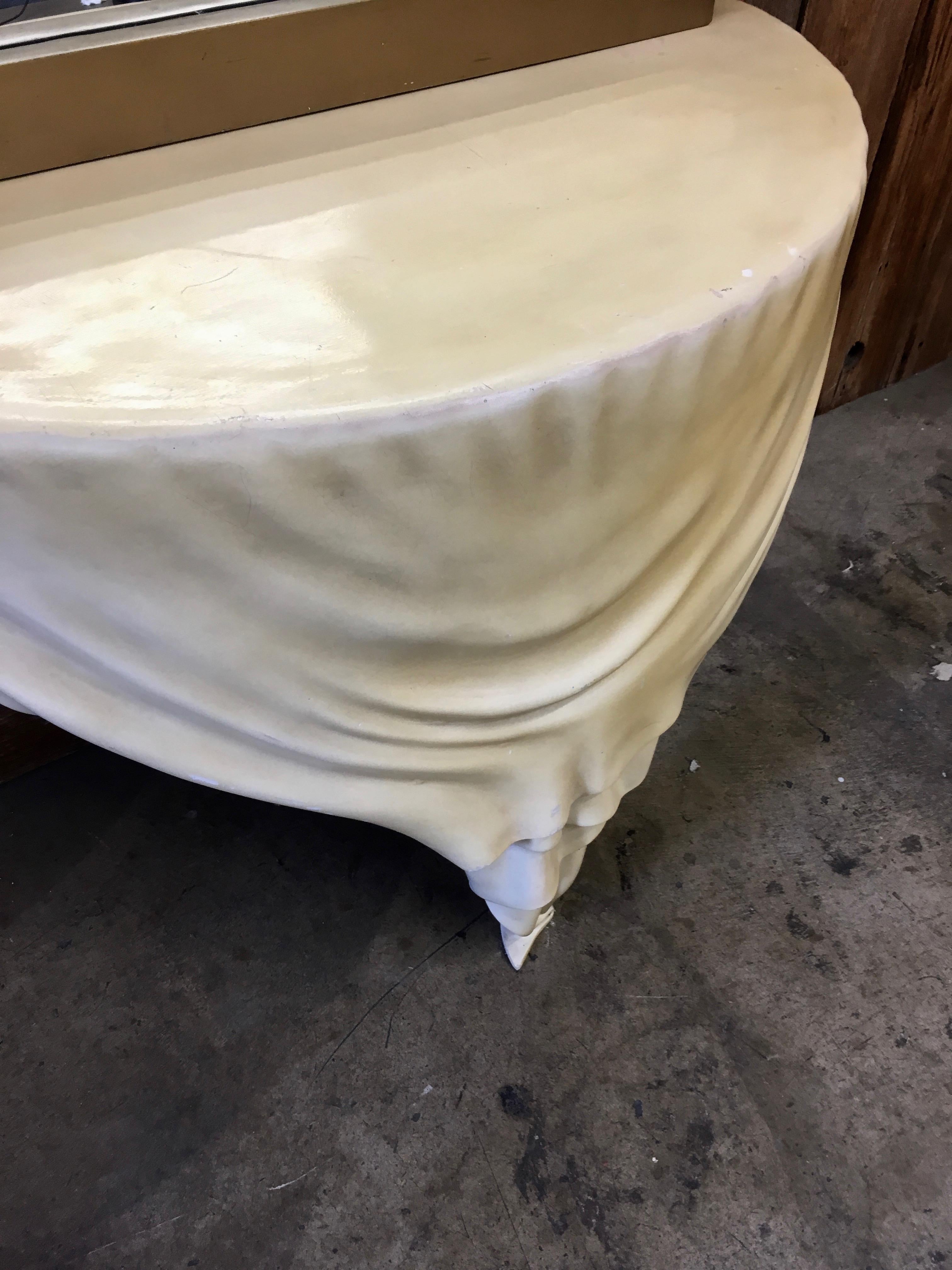 Neoclassical Faux Draped Console with Mirror In Good Condition In Denton, TX