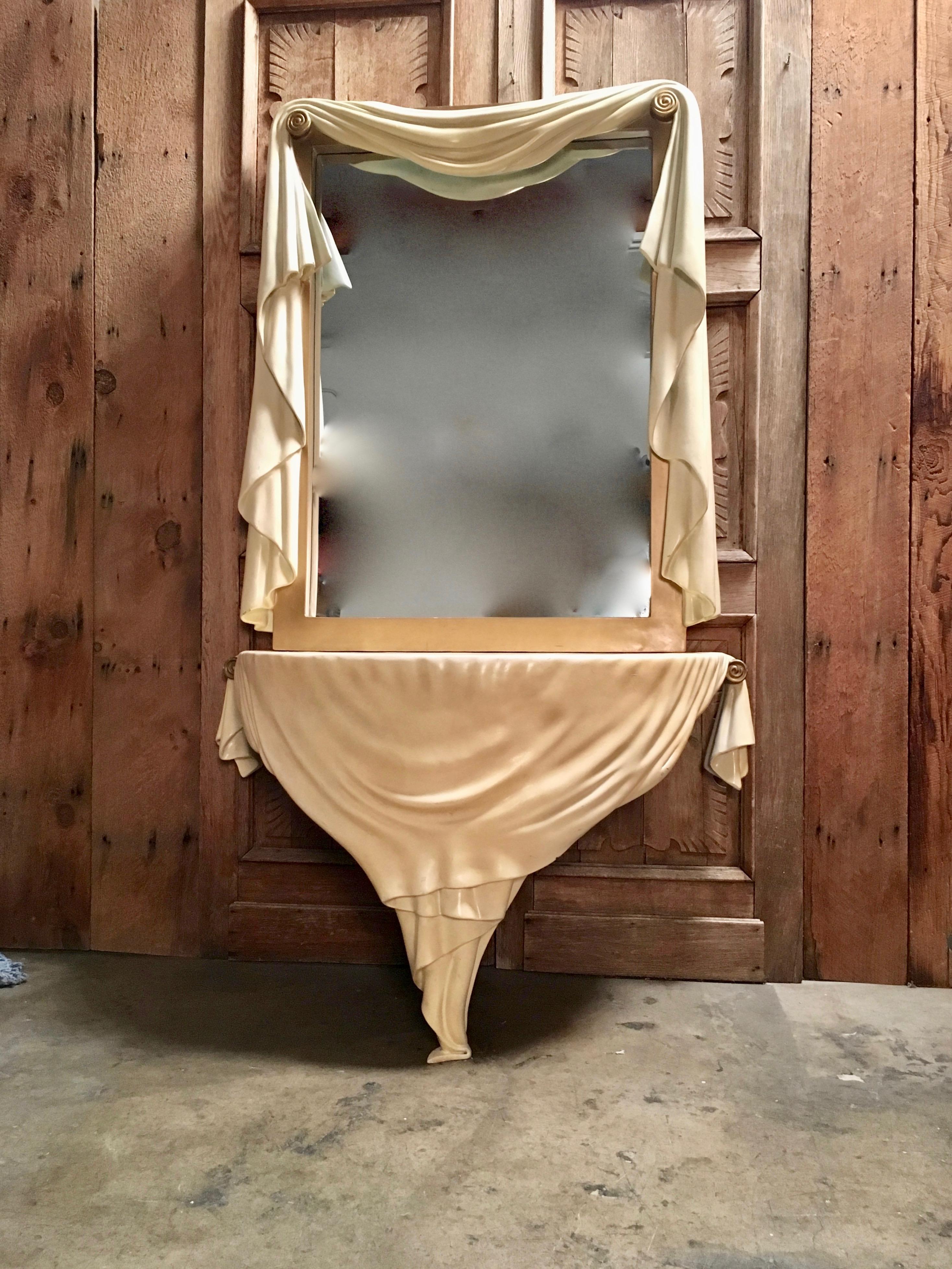 Neoclassical Faux Draped Console with Mirror 2