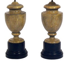 Neoclassical Faux Painted Plaster Urn Lamps