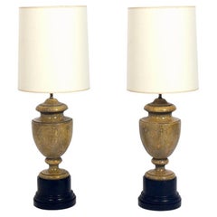 Neoclassical Faux Painted Plaster Urn Lamps