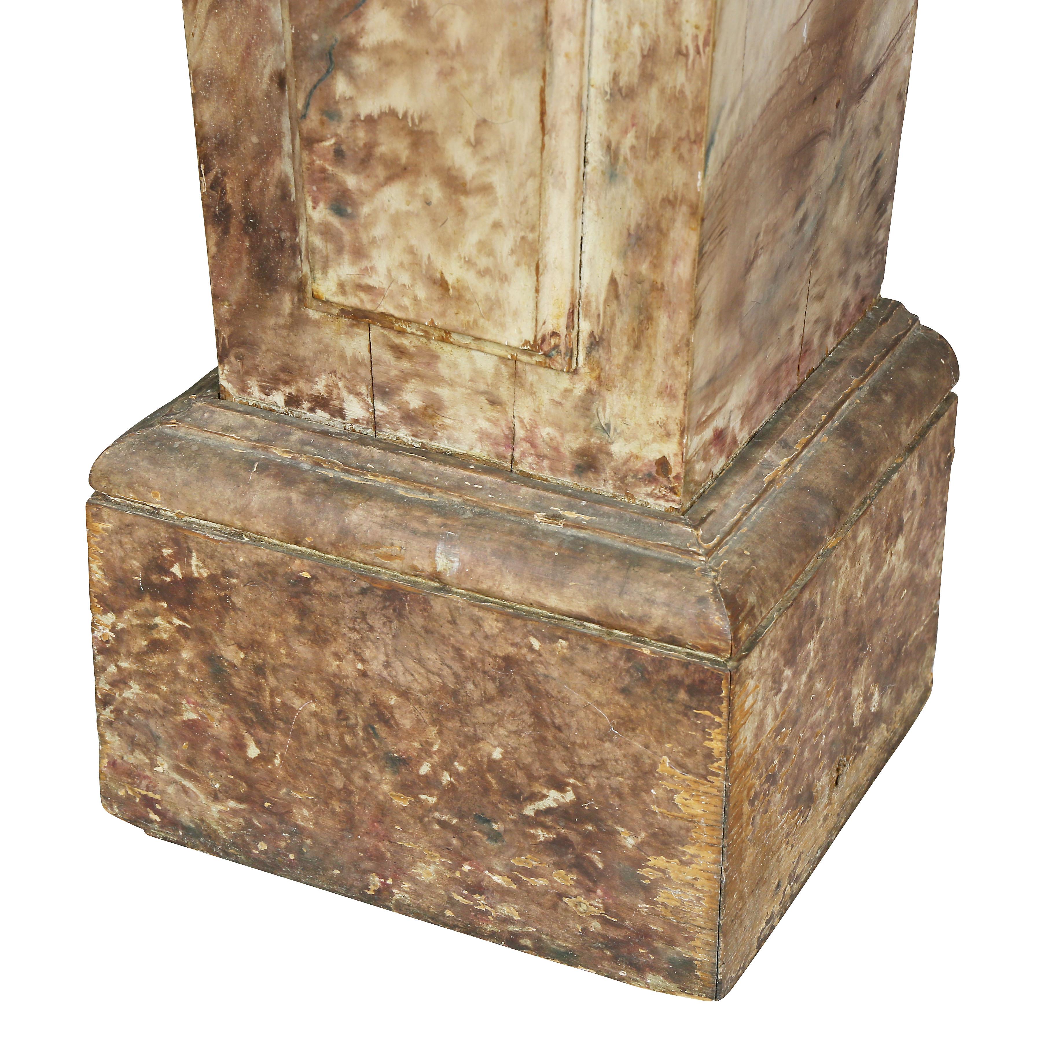 Neoclassical Faux Painted Wood Pedestal In Good Condition In Essex, MA