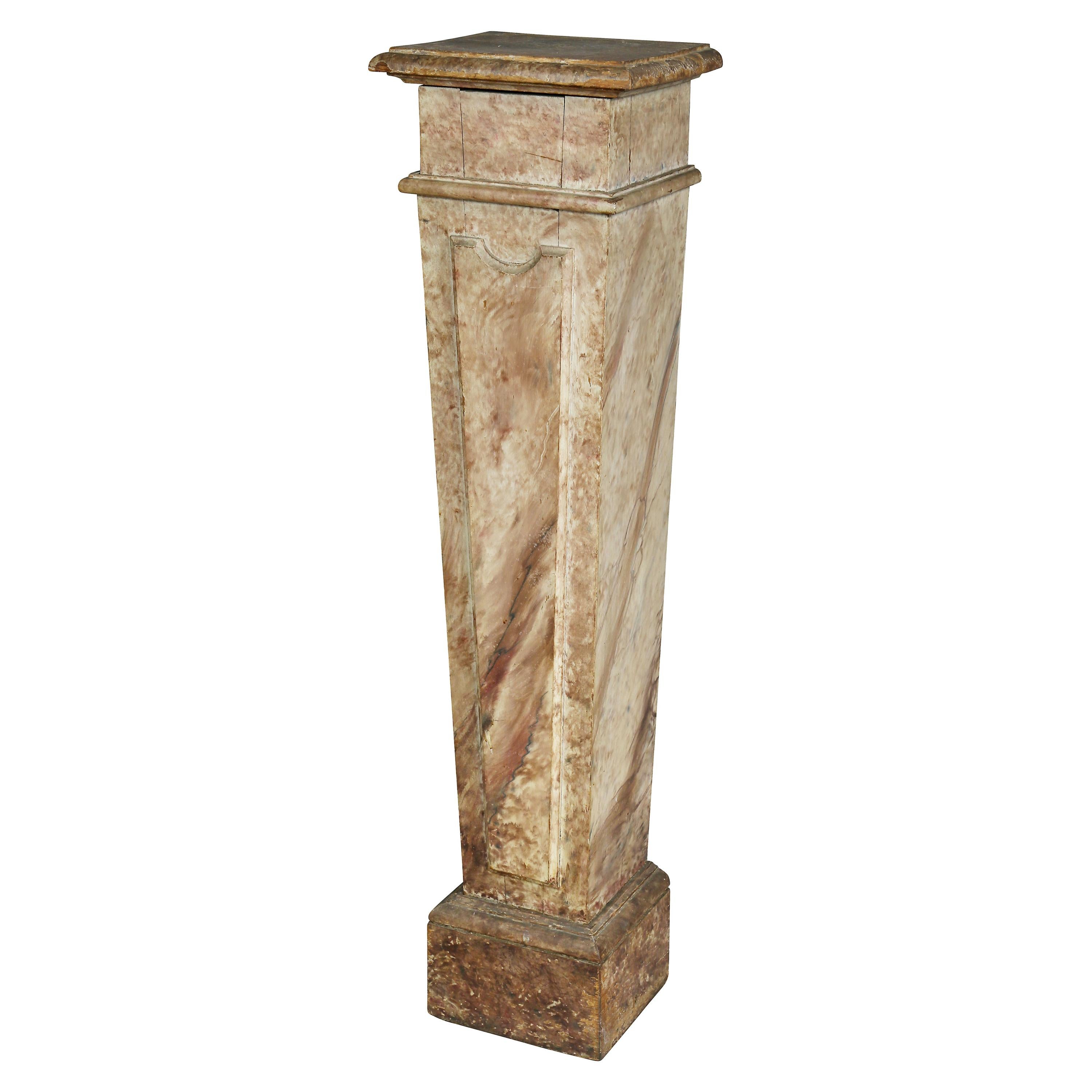 Neoclassical Faux Painted Wood Pedestal