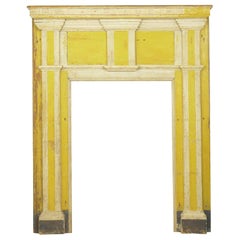Neoclassical Federal Antique Fireplace Surround Mantel in Yellow and White Paint