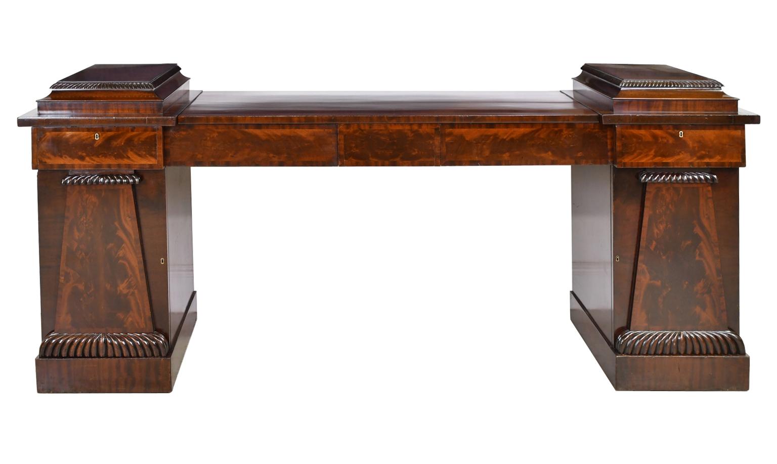 Inlay Neoclassical Federal Pedestal Sideboard in Mahogany, circa 1815 For Sale