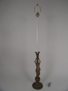 Neoclassical Female Figure Candlestick Lamp