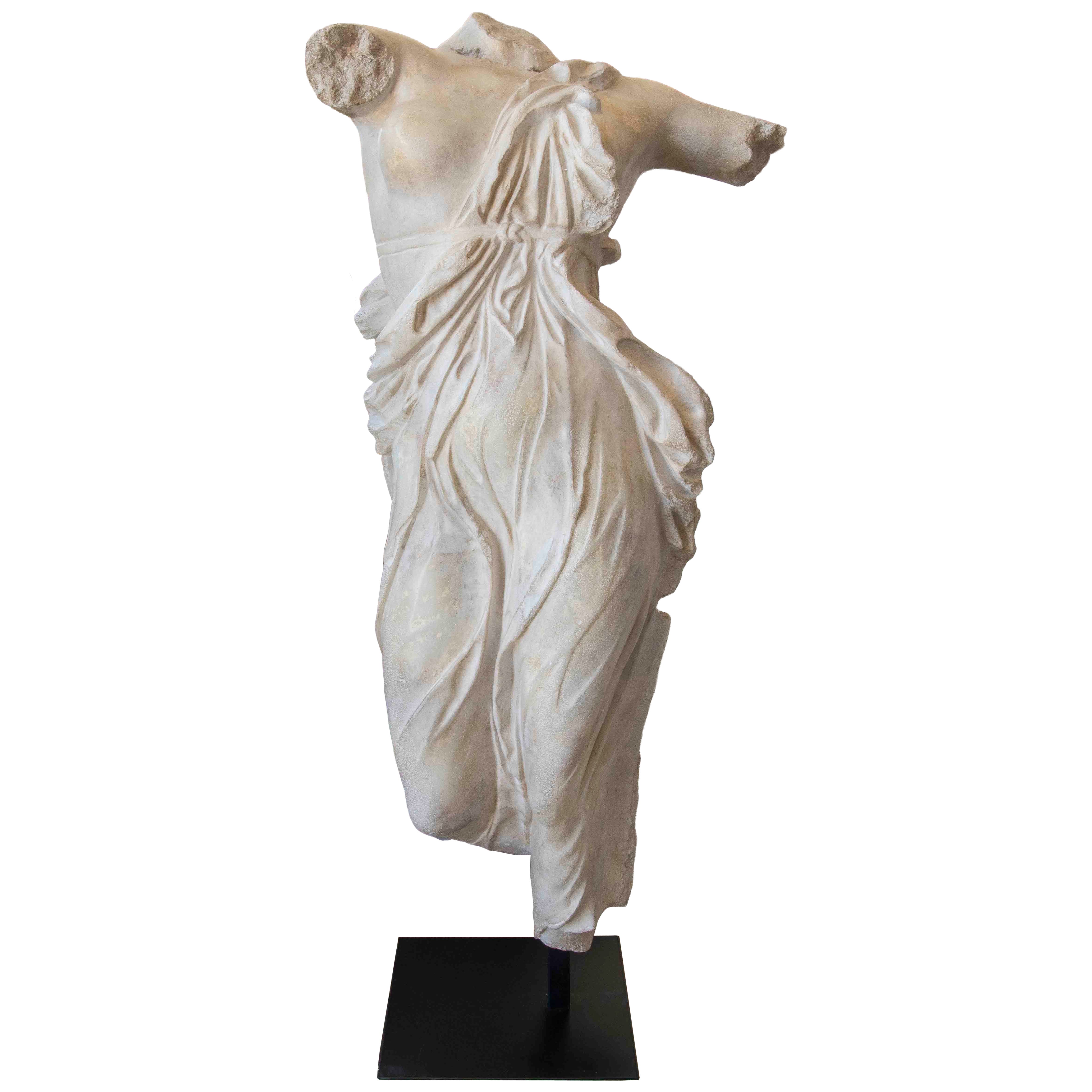 Neoclassical Female Torso Sculpture in Resin Inspired by the Venus of Samothrace